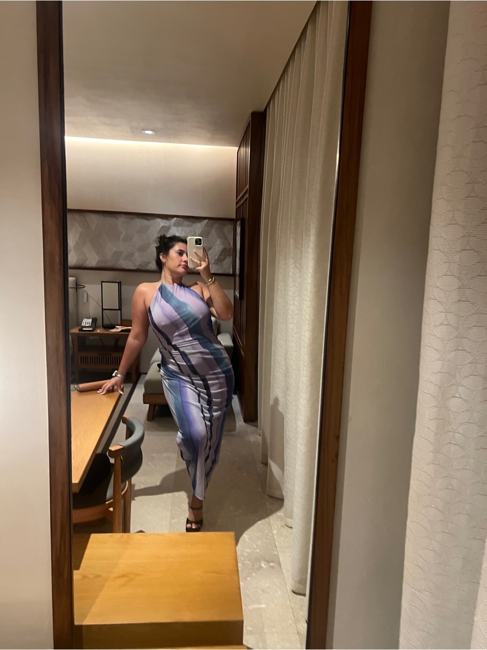 Zara Purple Striped Midi Dress - Picture 5 of 6